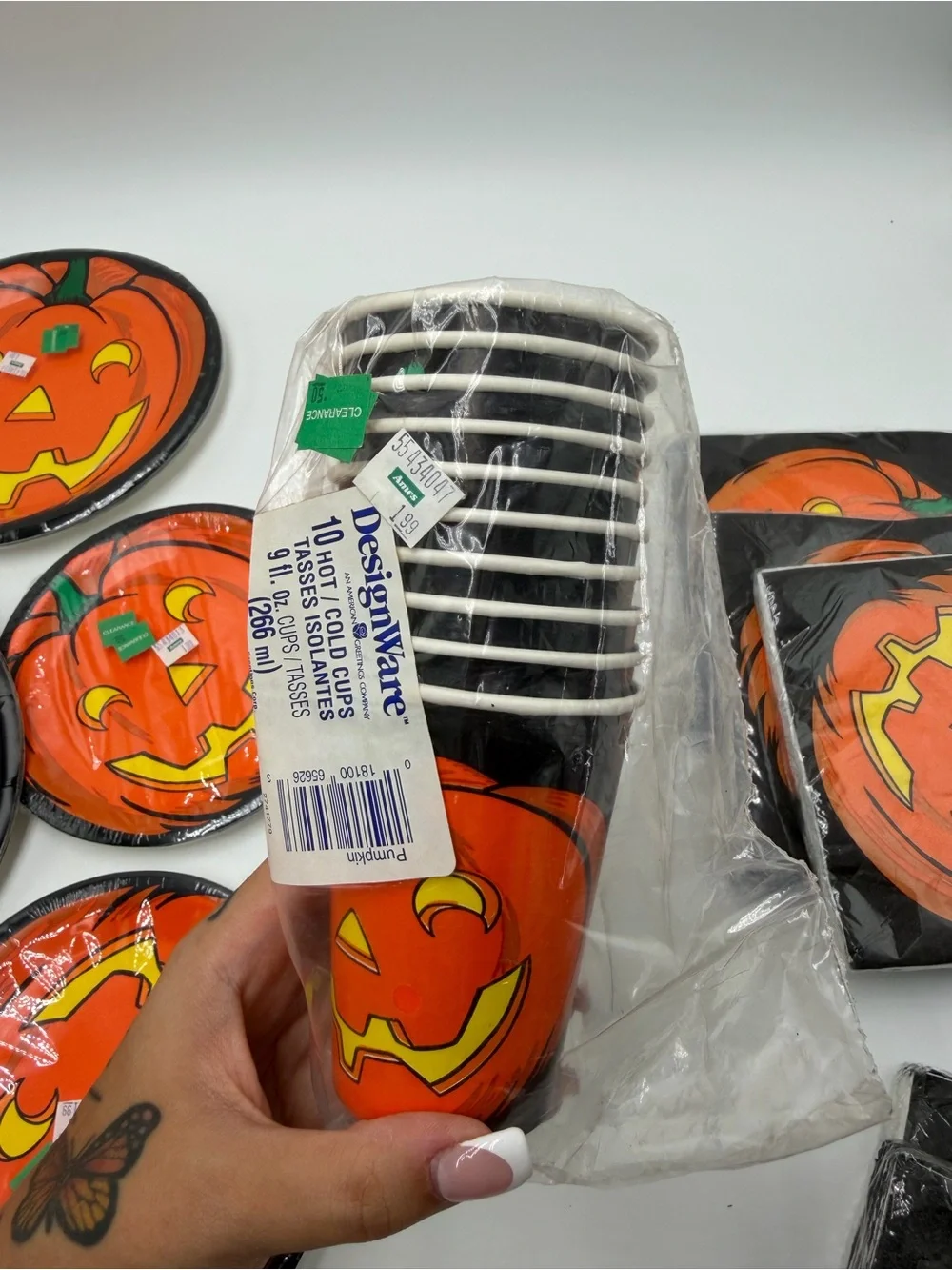 Vintage DesignWare Halloween Pumpkin Party Lot Plates Napkins Cups